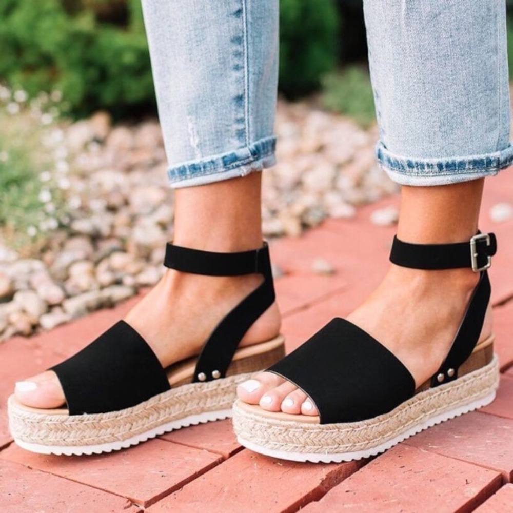 Platform Sandal Espadrille Black